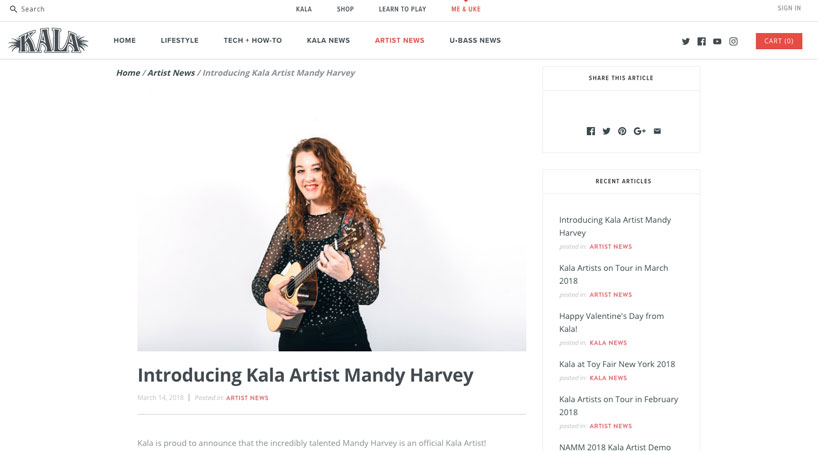 mandy harvey joins kala brand music