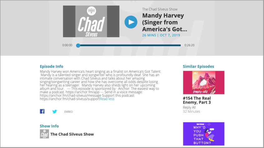 screenshot of mandy harvey interview from chad silverus show